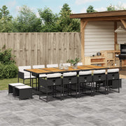 Tuinset 15-delig poly rattan zwart met kussens