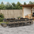 17-piece Garden Set with Cushions Poly Rattan Grey