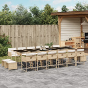 17-piece Garden Furniture Set with Cushions, Poly Rattan, Beige