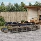 17-piece garden set with cushions, grey poly rattan