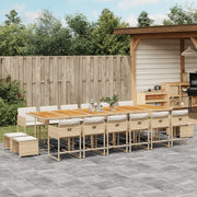 Tuinset 17-delig poly rattan beige met kussens