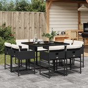 Tuinset 9-delig poly rattan zwart