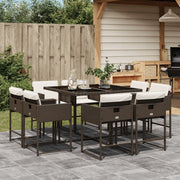 Tuinset 9-delig poly rattan bruin met kussens