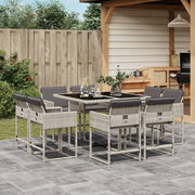 Tuinset 9-delig poly rattan lichtgrijs