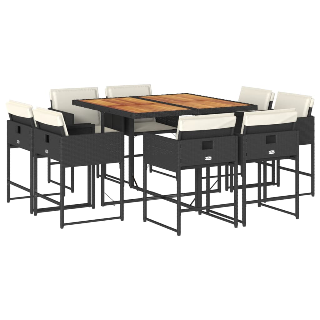 9-delige Tuinset poly rattan zwart