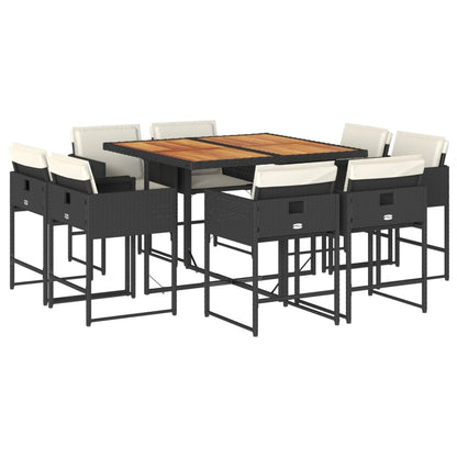 9-delige Tuinset poly rattan zwart