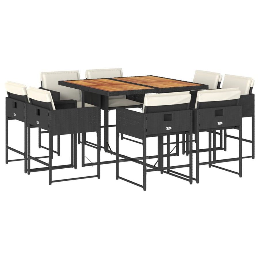 9-delige Tuinset poly rattan zwart