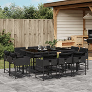 11-piece Garden Set with Cushions, Poly Rattan Black