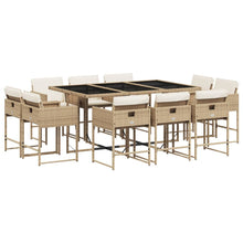 11-delige Tuinset met kussens poly rattan beige