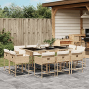 11-piece Garden Furniture Set with Cushions, Poly Rattan, Beige