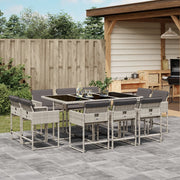 11-Piece Garden Dining Set with Cushions Poly Rattan Light Grey