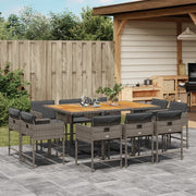11-piece Outdoor Dining Set with Cushions, Poly Rattan Grey
