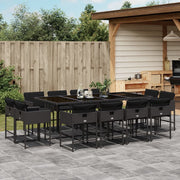 13-Piece Poly Rattan Garden Set with Cushions Black