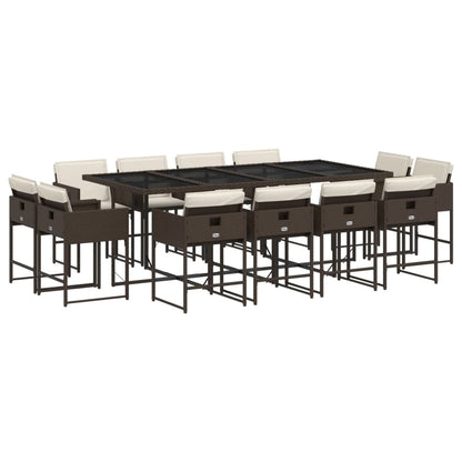 13-delige Tuinset met kussens poly rattan bruin