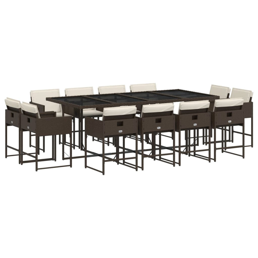 13-delige Tuinset met kussens poly rattan bruin