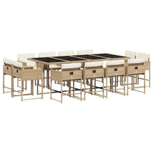 13-delige Tuinset met kussens poly rattan beige