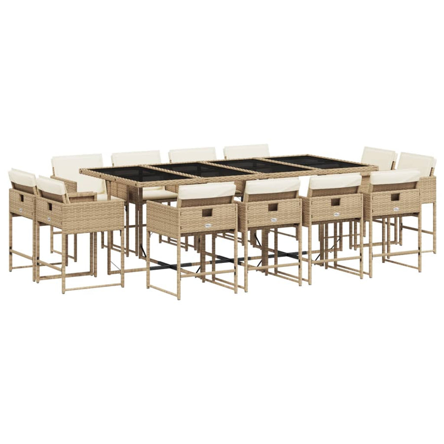 13-delige Tuinset met kussens poly rattan beige