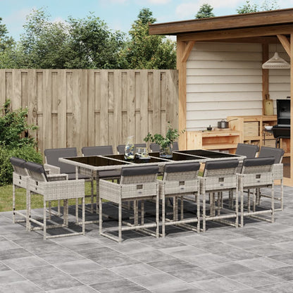 13-delige Tuinset met kussens poly rattan lichtgrijs