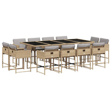 13-delige Tuinset met kussens poly rattan gemengd beige