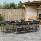 13-piece garden set with cushions, grey polyrattan