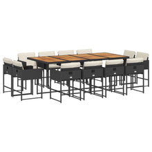 13-delige Tuinset met kussens poly rattan zwart