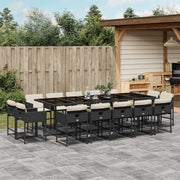Tuinset 15-delig poly rattan zwart met kussens