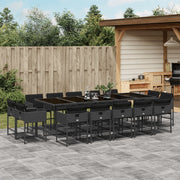 Tuinset 15-delig poly rattan zwart met kussens