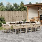Tuinset 15-delig poly rattan beige met kussens