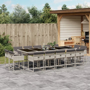Tuinset 15-delig poly rattan lichtgrijs