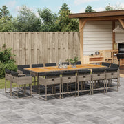 Tuinset 15-delig poly rattan grijs acaciahout