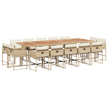 15-delige Tuinset met kussens poly rattan beige