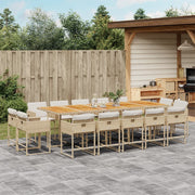 Tuinset 15-delig poly rattan beige acaciahout