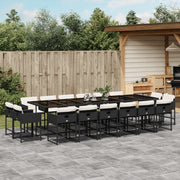 17-piece Garden Set with Cushions Poly Rattan Black