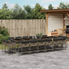 17-piece Garden Set with Cushions Poly Rattan Grey
