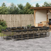 17-piece Garden Set with Cushions Poly Rattan Grey