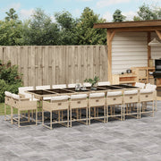 17-piece Garden Furniture Set with Cushions, Poly Rattan, Beige