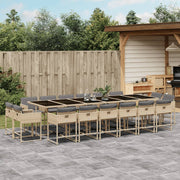 17-piece Garden Dining Set with Cushions Poly Rattan Mixed Beige