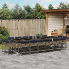 17-piece garden set with cushions, grey poly rattan