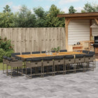 17-piece Garden Set with Cushions Poly Rattan Grey