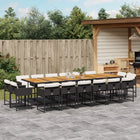 17-piece Garden Set with Cushions Poly Rattan Black