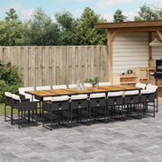 Tuinset 17-delig poly rattan zwart acaciahout