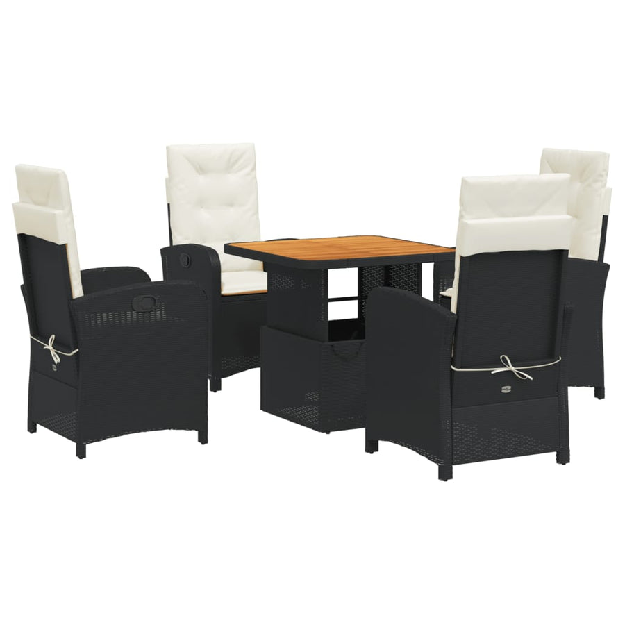 5-Delige Tuinset Met Kussens Poly Rattan Zwart