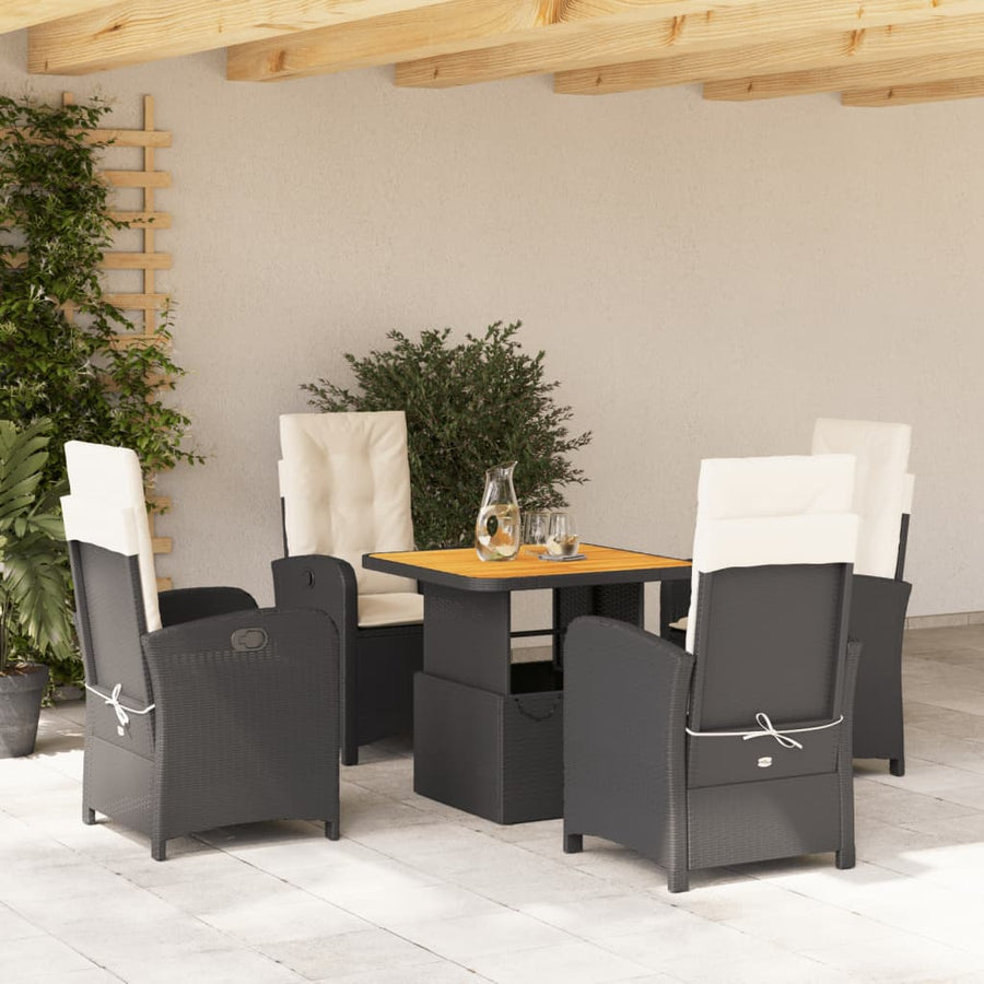 5-Delige Tuinset Met Kussens Poly Rattan Zwart
