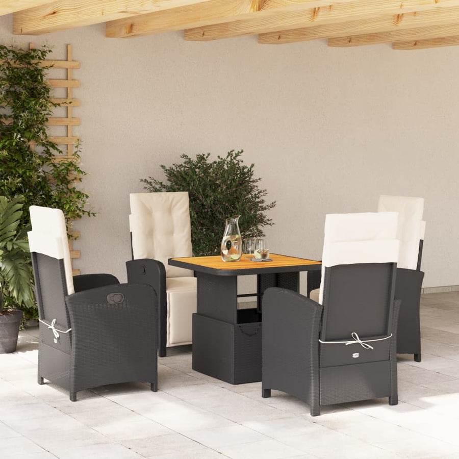 5-Delige Tuinset Met Kussens Poly Rattan Zwart
