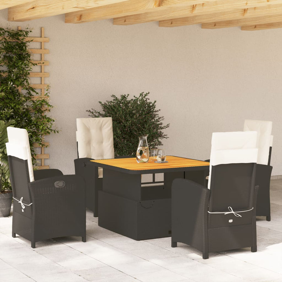5-Delige Tuinset Met Kussens Poly Rattan Zwart