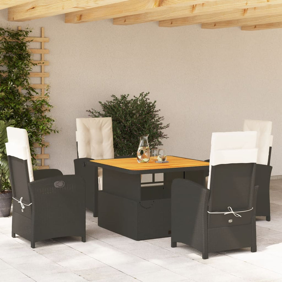 5-Delige Tuinset Met Kussens Poly Rattan Zwart