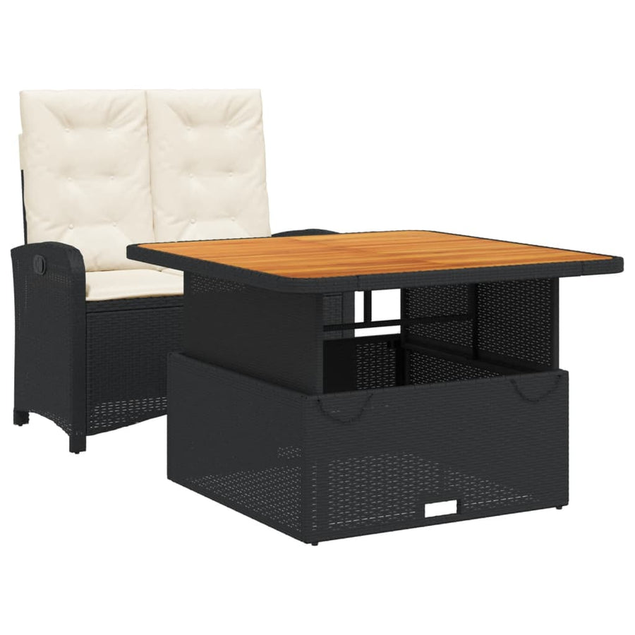 2-Delige Tuinset Met Kussens Poly Rattan Zwart