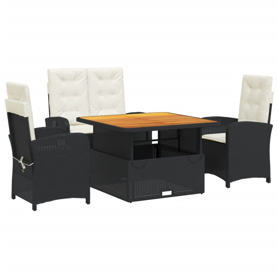 4-Delige Tuinset Met Kussens Poly Rattan Zwart