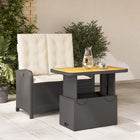 2-piece Garden Furniture Set with Cushions, Poly Rattan, Black