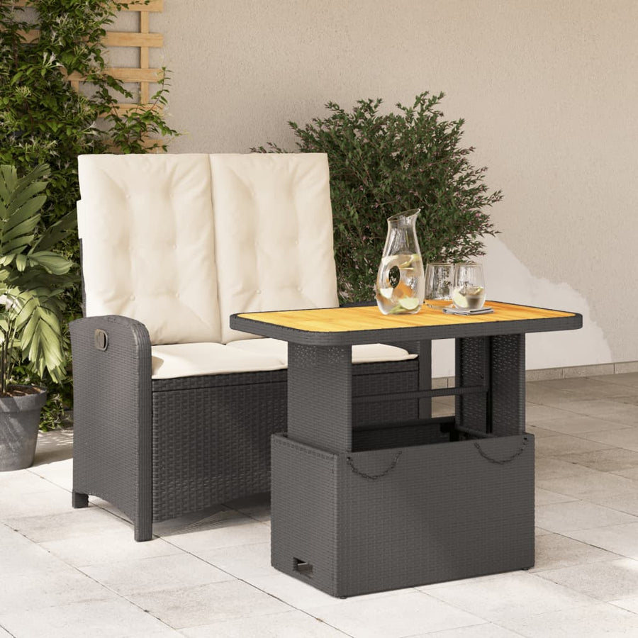 2-Delige Tuinset Met Kussens Poly Rattan Zwart